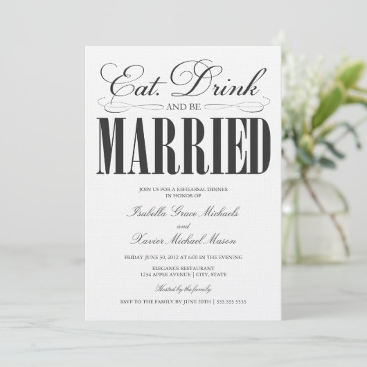 Schwarzes Essen, Trinken und Verheiratet sein | Ab Einladung (Stehend Vorderseite)