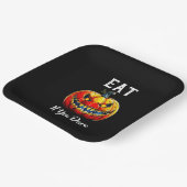 Schwarzes Essen, wenn Sie es wagen Halloween Läche Pappteller (Gewinkelt)