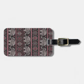 Schwarzes ethnisches Elefant-Muster Gepäckanhänger (Vorderseite horizontal)