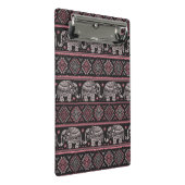 Schwarzes ethnisches Elefant-Muster Mini Klemmbrett (Schrägansicht)