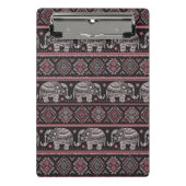 Schwarzes ethnisches Elefant-Muster Mini Klemmbrett (Vorderseite)