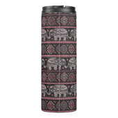 Schwarzes ethnisches Elefant-Muster Thermosbecher (Rückseite)