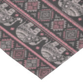 Schwarzes ethnisches Elefant-Muster Tischdecke (Schrägansicht)