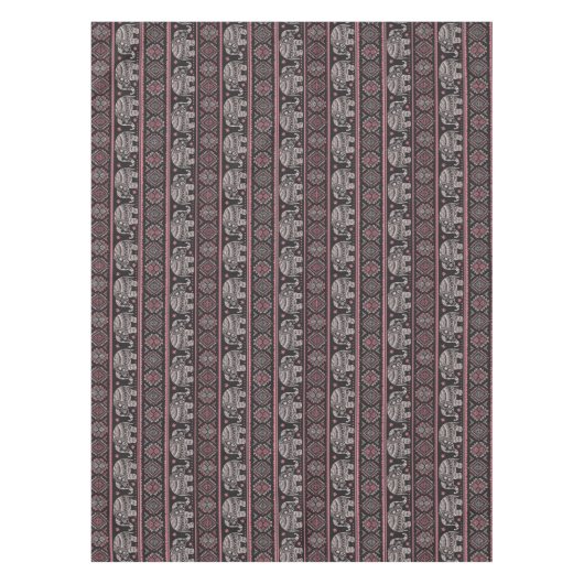 Schwarzes ethnisches Elefant-Muster Tischdecke (Vorderseite)