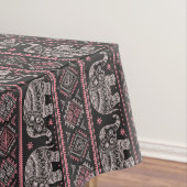 Schwarzes ethnisches Elefant-Muster Tischdecke (Beispiel)