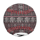 Schwarzes ethnisches Elefantenmuster Baseball (Rückseite)