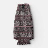 Schwarzes ethnisches Elefantenmuster Flaschenkühler (Rückseite)