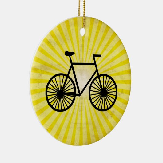 Schwarzes Fahrrad; Gelber Hintergrund Keramik Ornament (Rechts)