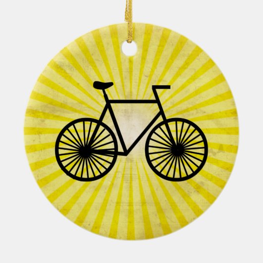 Schwarzes Fahrrad; Gelber Hintergrund Keramik Ornament (Hinten)