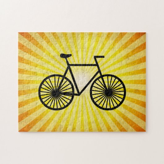 Schwarzes Fahrrad; Gelber Hintergrund Puzzle (Horizontal)