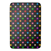Schwarzes farbenfrohes Regenbogen-Punkte-Design Badematte (Vorderseite Vertikal)