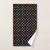 Schwarzes farbenfrohes Regenbogen-Punkte-Design  Badhandtuch Set (Handtuch)