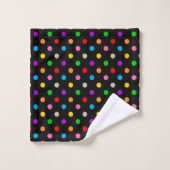 Schwarzes farbenfrohes Regenbogen-Punkte-Design  Badhandtuch Set (Waschlappen)
