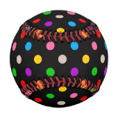 Schwarzes farbenfrohes Regenbogen-Punkte-Design Baseball (Rückseite)