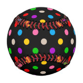 Schwarzes farbenfrohes Regenbogen-Punkte-Design Baseball (Vorderseite)