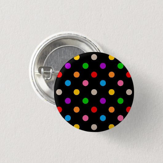 Schwarzes farbenfrohes Regenbogen-Punkte-Design Button (Vorne & Hinten)