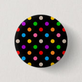 Schwarzes farbenfrohes Regenbogen-Punkte-Design Button (Vorderseite)