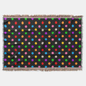 Schwarzes farbenfrohes Regenbogen-Punkte-Design  Decke (Vorderseite)