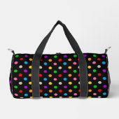 Schwarzes farbenfrohes Regenbogen-Punkte-Design  Duffle Bag (Vorderseite)