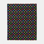 Schwarzes farbenfrohes Regenbogen-Punkte-Design Fleecedecke (Vorderseite)
