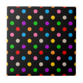 Schwarzes farbenfrohes Regenbogen-Punkte-Design Fliese (Vorderseite)