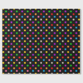Schwarzes farbenfrohes Regenbogen-Punkte-Design Geschenkpapier (Flach)