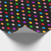 Schwarzes farbenfrohes Regenbogen-Punkte-Design Geschenkpapier (Ecke)