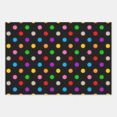 Schwarzes farbenfrohes Regenbogen-Punkte-Design Geschenkpapier Set (Vorderseite)