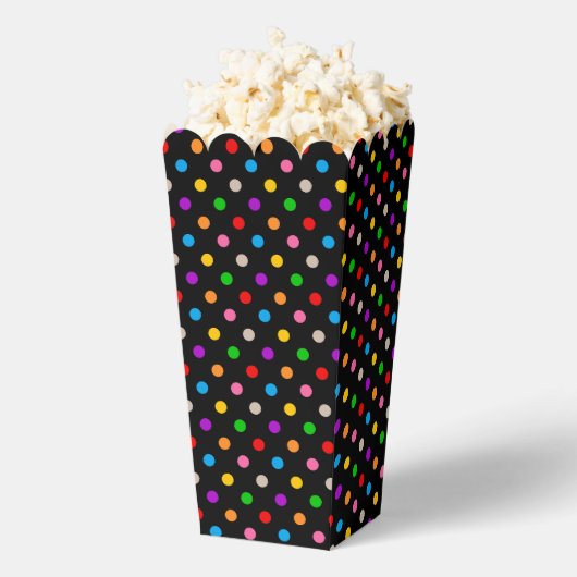 Schwarzes farbenfrohes Regenbogen-Punkte-Design  Geschenkschachtel (Geplatzt)