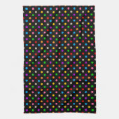 Schwarzes farbenfrohes Regenbogen-Punkte-Design Geschirrtuch (Vertikal)