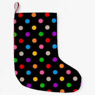 Schwarzes farbenfrohes Regenbogen-Punkte-Design Kleiner Weihnachtsstrumpf