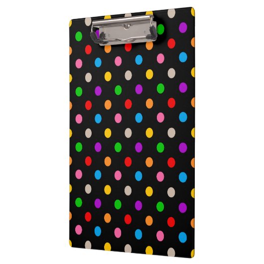 Schwarzes farbenfrohes Regenbogen-Punkte-Design Klemmbrett (Links)