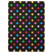 Schwarzes farbenfrohes Regenbogen-Punkte-Design Klemmbrett (Rückseite)