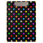 Schwarzes farbenfrohes Regenbogen-Punkte-Design Klemmbrett (Vorderseite)
