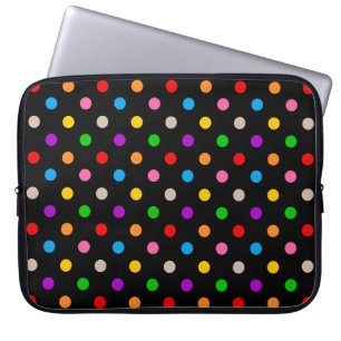 Schwarzes farbenfrohes Regenbogen-Punkte-Design  Laptopschutzhülle
