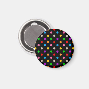 Schwarzes farbenfrohes Regenbogen-Punkte-Design Magnet