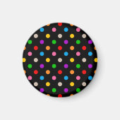 Schwarzes farbenfrohes Regenbogen-Punkte-Design Magnet (Vorne)