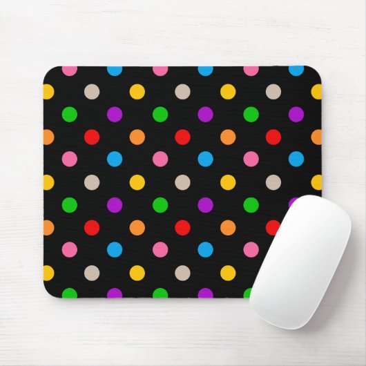 Schwarzes farbenfrohes Regenbogen-Punkte-Design Mousepad (Mit Mouse)