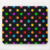 Schwarzes farbenfrohes Regenbogen-Punkte-Design Mousepad (Vorne)