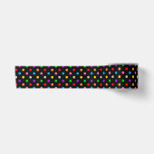 Schwarzes farbenfrohes Regenbogen-Punkte-Design Satinband (Vorderseite)