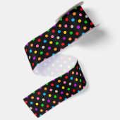 Schwarzes farbenfrohes Regenbogen-Punkte-Design Satinband (Rückseite)