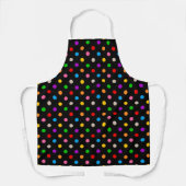 Schwarzes farbenfrohes Regenbogen-Punkte-Design Schürze (Vorderseite)