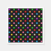 Schwarzes farbenfrohes Regenbogen-Punkte-Design Serviette (Vorderseite)