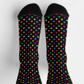 Schwarzes farbenfrohes Regenbogen-Punkte-Design Socken (Oben)