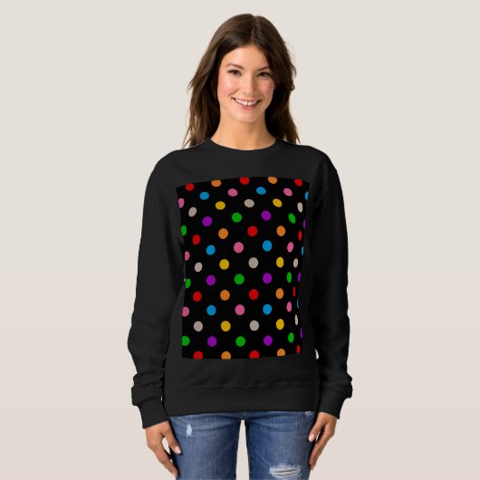 Schwarzes farbenfrohes Regenbogen-Punkte-Design  Sweatshirt (Vorne ganz)