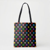 Schwarzes farbenfrohes Regenbogen-Punkte-Design Tasche (Vorderseite)