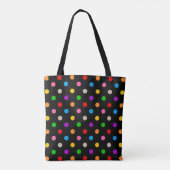 Schwarzes farbenfrohes Regenbogen-Punkte-Design Tasche (Rückseite)