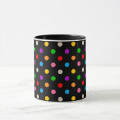 Schwarzes farbenfrohes Regenbogen-Punkte-Design Tasse (Zentrum)