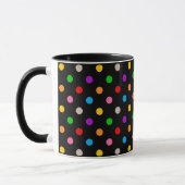 Schwarzes farbenfrohes Regenbogen-Punkte-Design Tasse (Links)