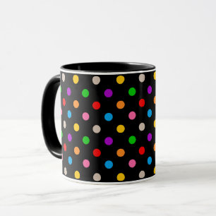 Schwarzes farbenfrohes Regenbogen-Punkte-Design Tasse